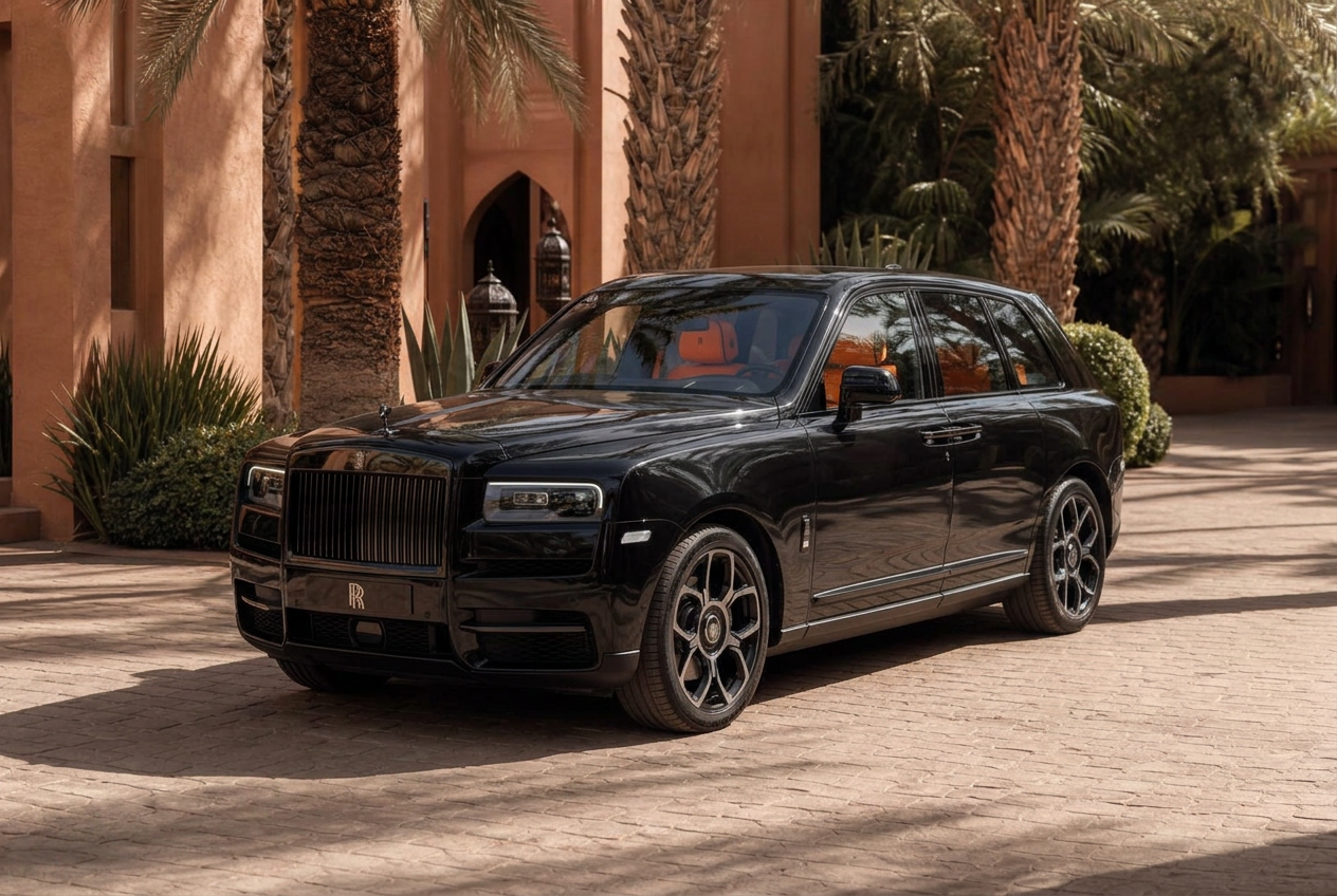 Rolls-Royce Cullinan 2024 · Black metallic / orange interior